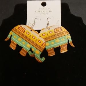 African Print Elephant Earrings